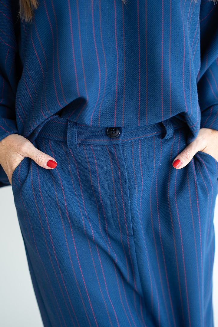 Rose Skirt Red Navy Stripe
