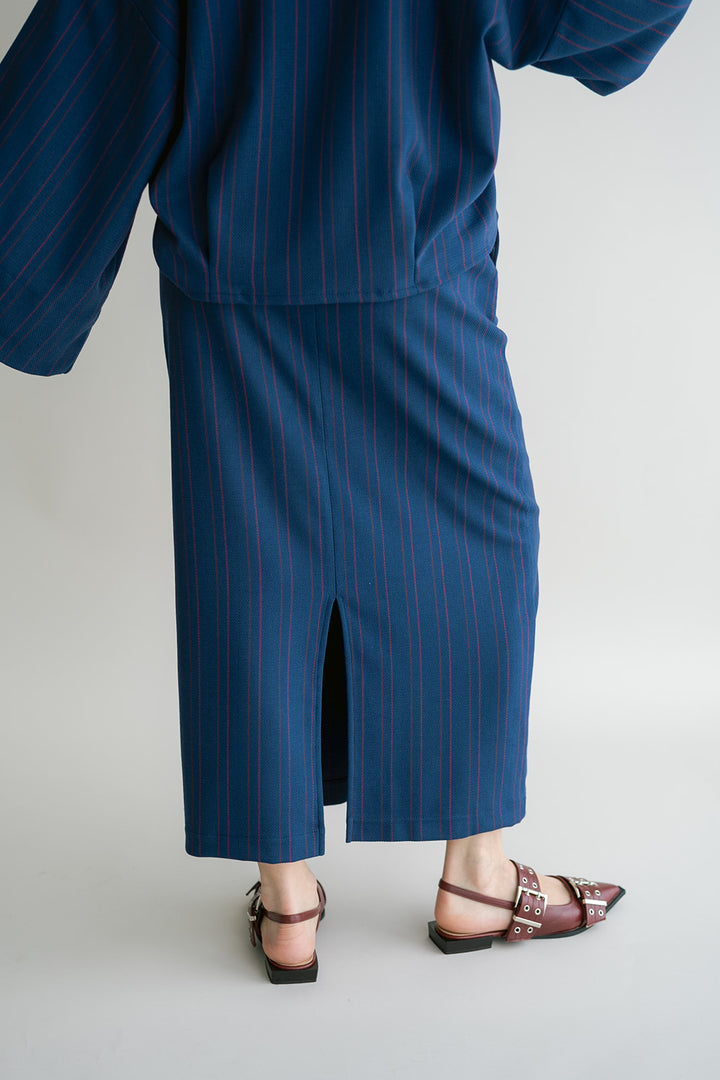 Rose Skirt Red Navy Stripe