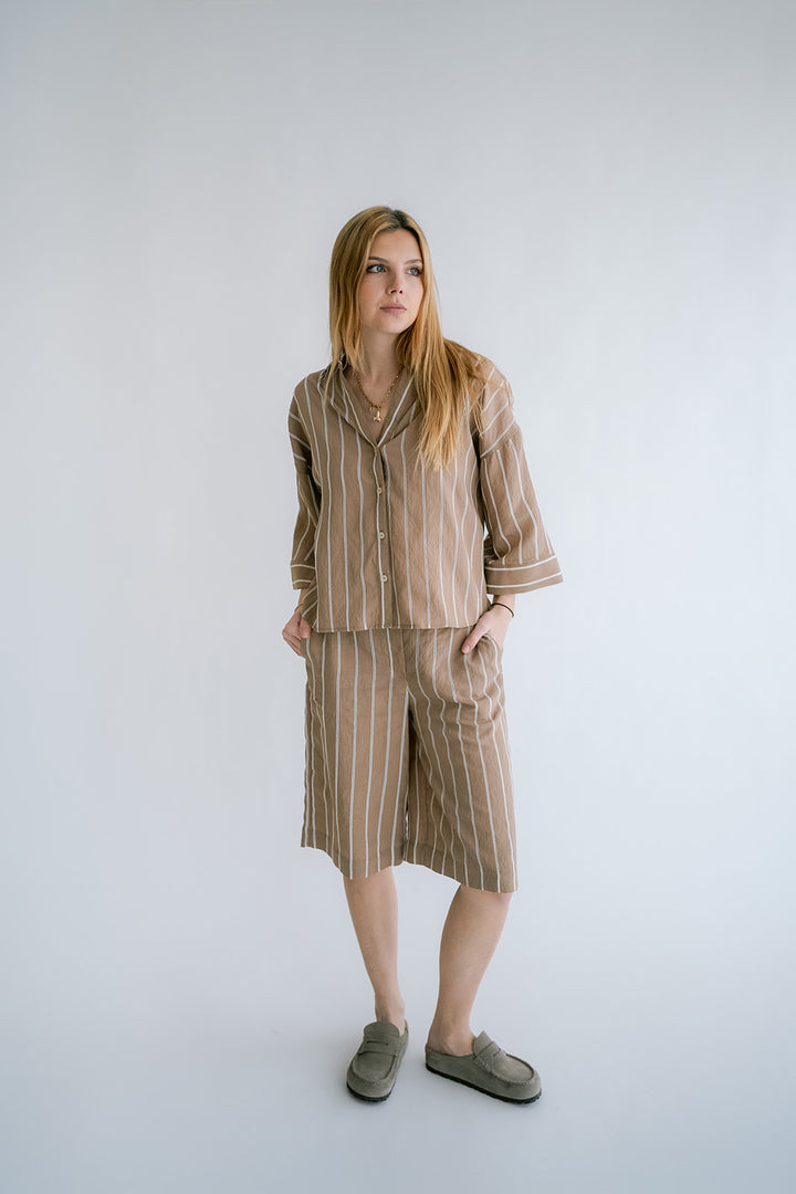 Sam Bermuda Taupe Stripe
