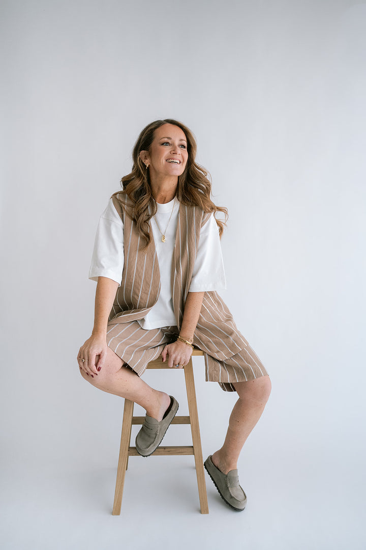 Sam Bermuda Taupe Stripe