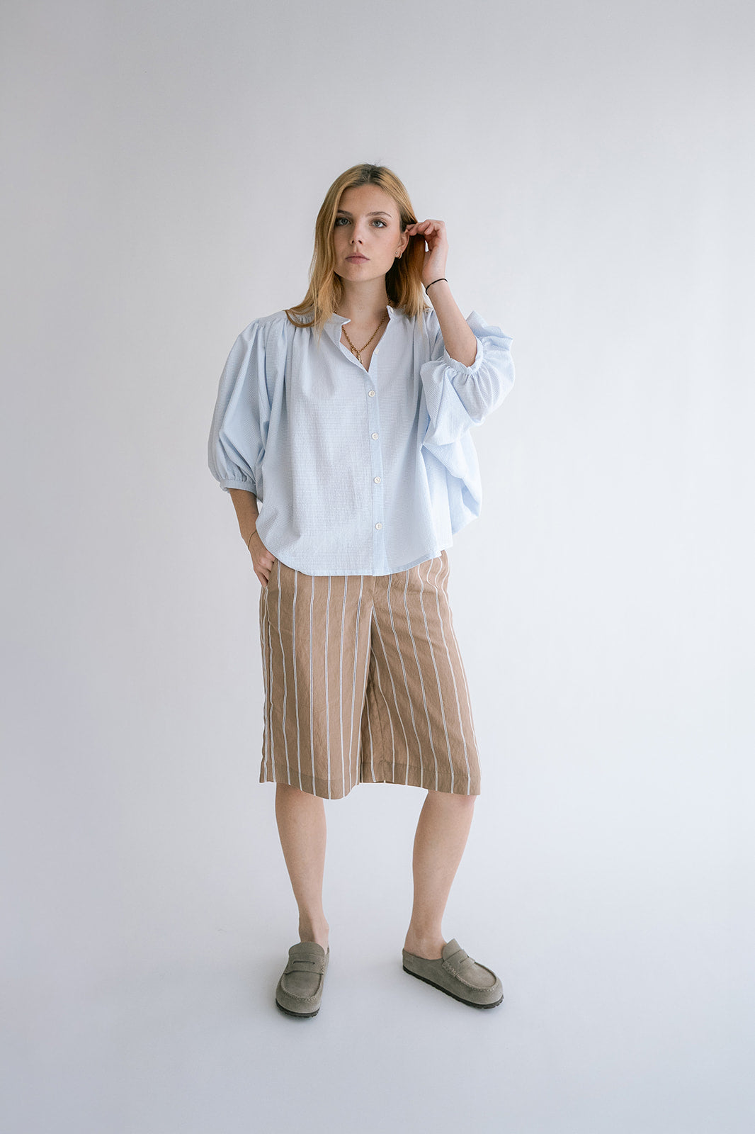 Sam Bermuda Taupe Stripe
