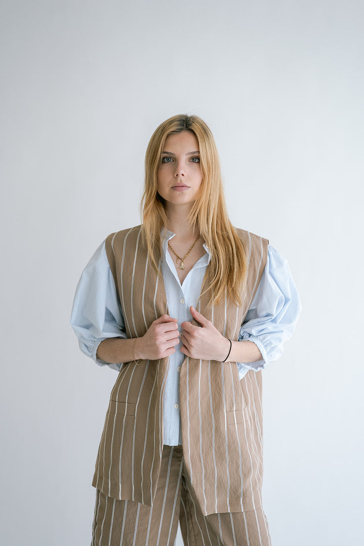 Sam Bermuda Taupe Stripe