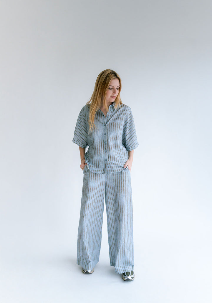 Sam Pants Blue Linen