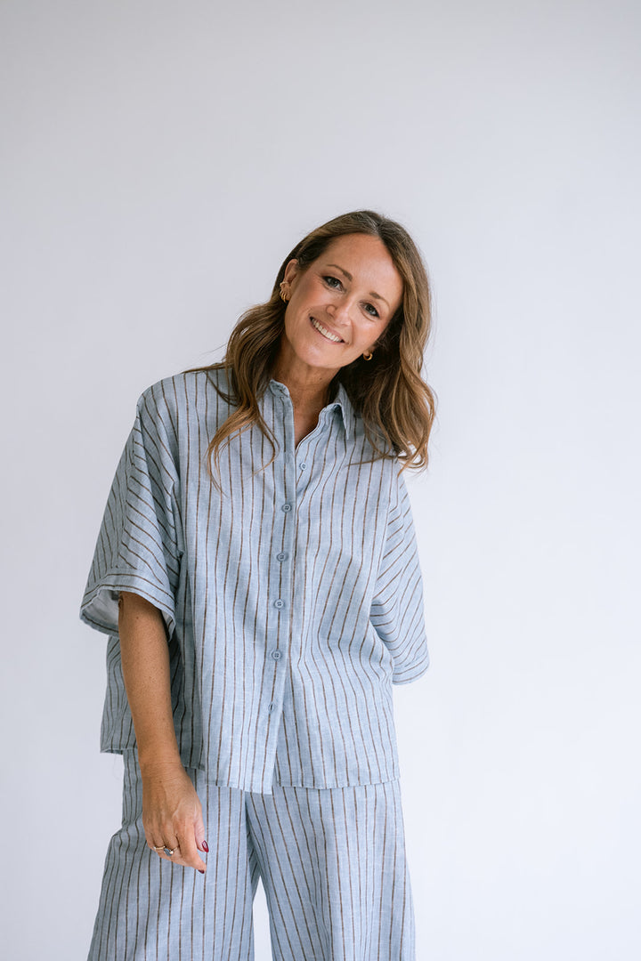 Sam Pants Blue Linen