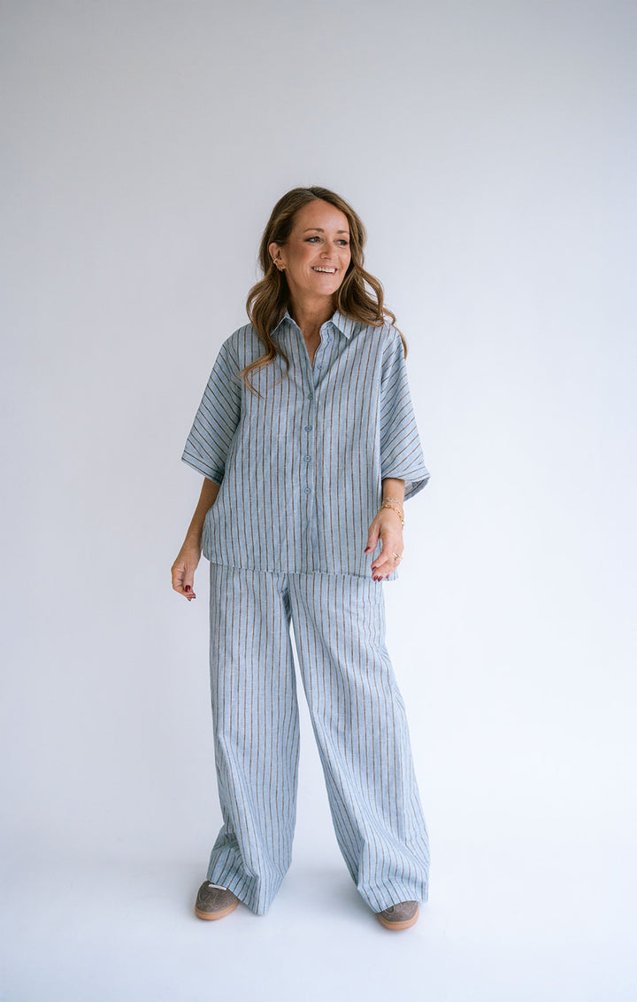 Sam Pants Blue Linen