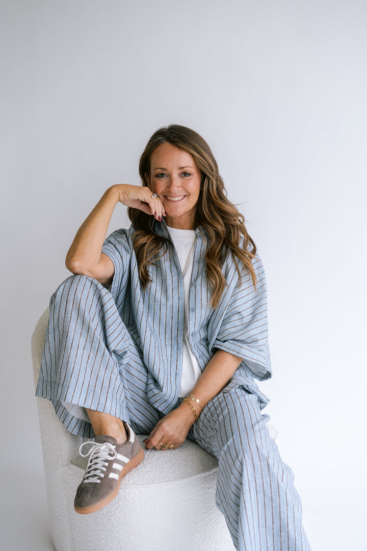 Sam Pants Blue Linen