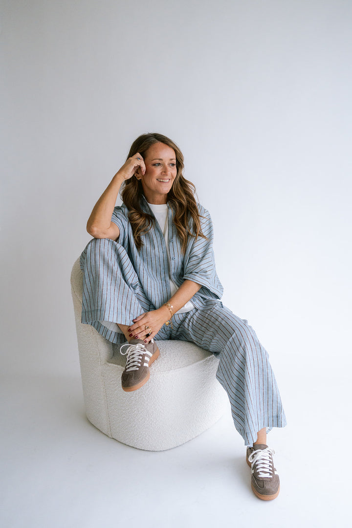 Sam Pants Blue Linen