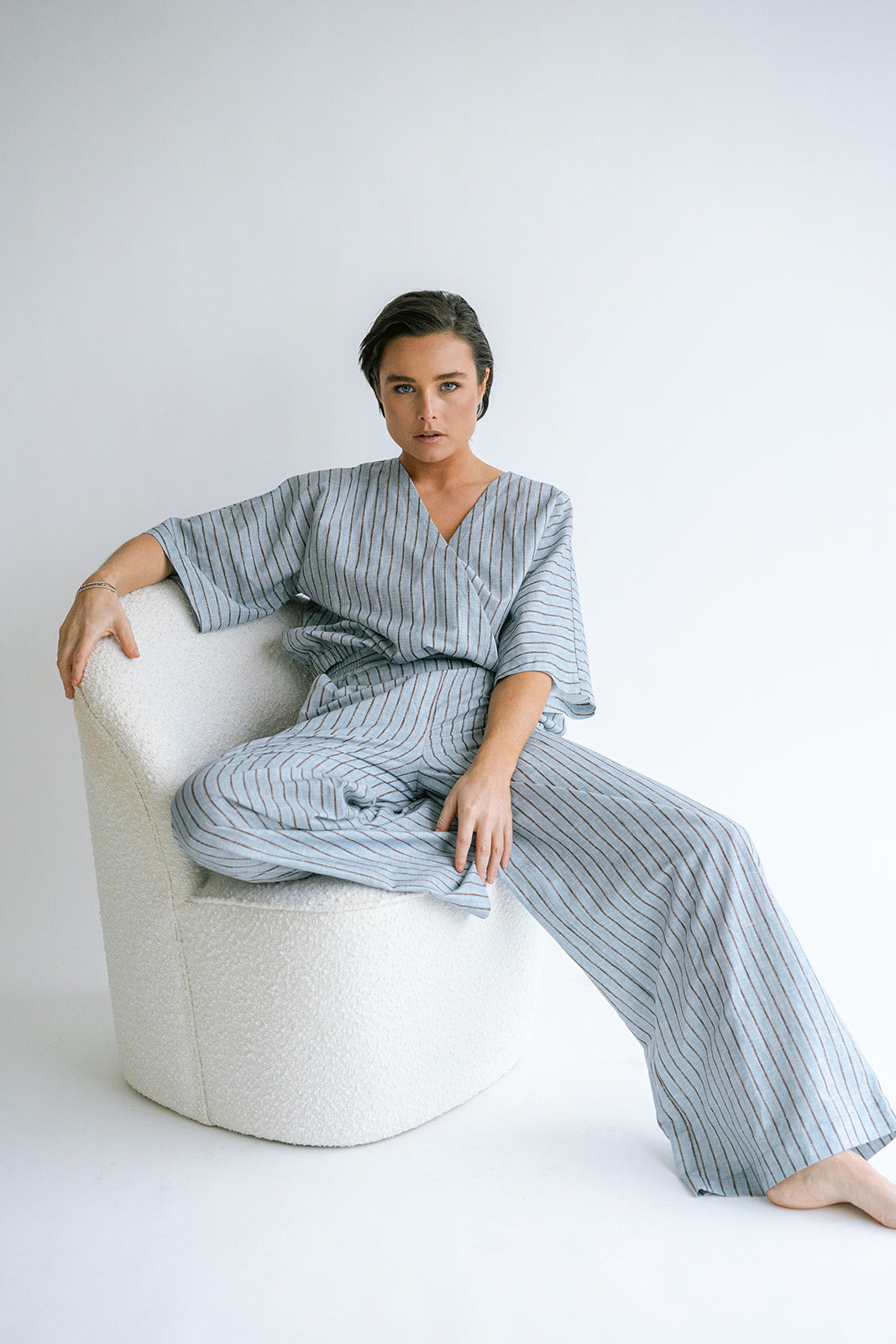 Sam Pants Blue Linen
