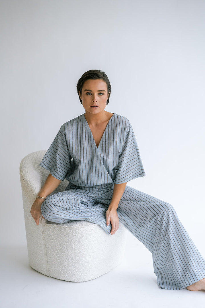 Sam Pants Blue Linen