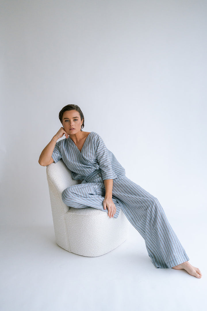 Sam Pants Blue Linen