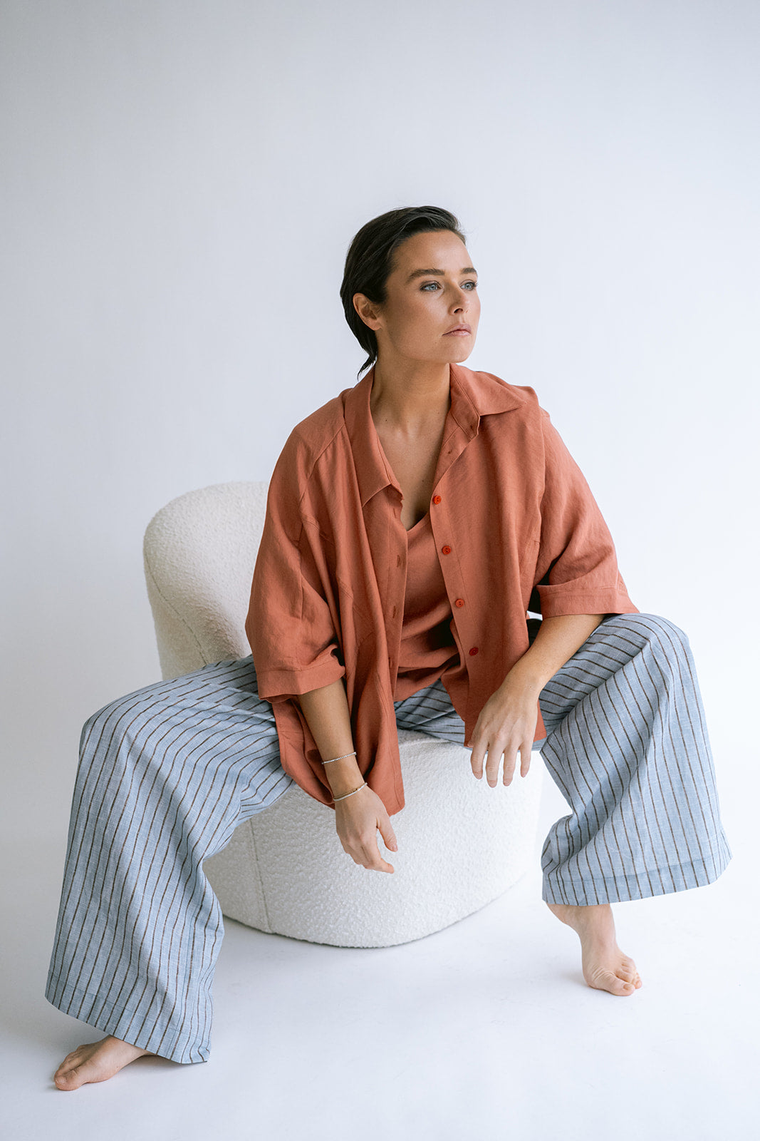 Sam Pants Blue Linen
