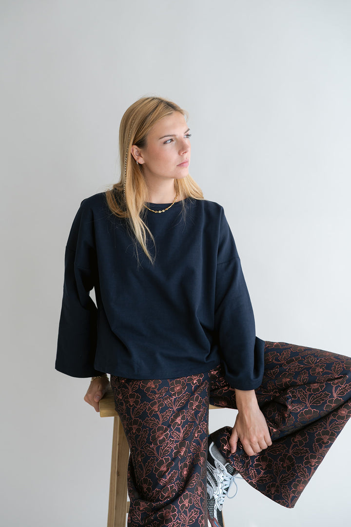 Sam Pants Brown Lurex Flower