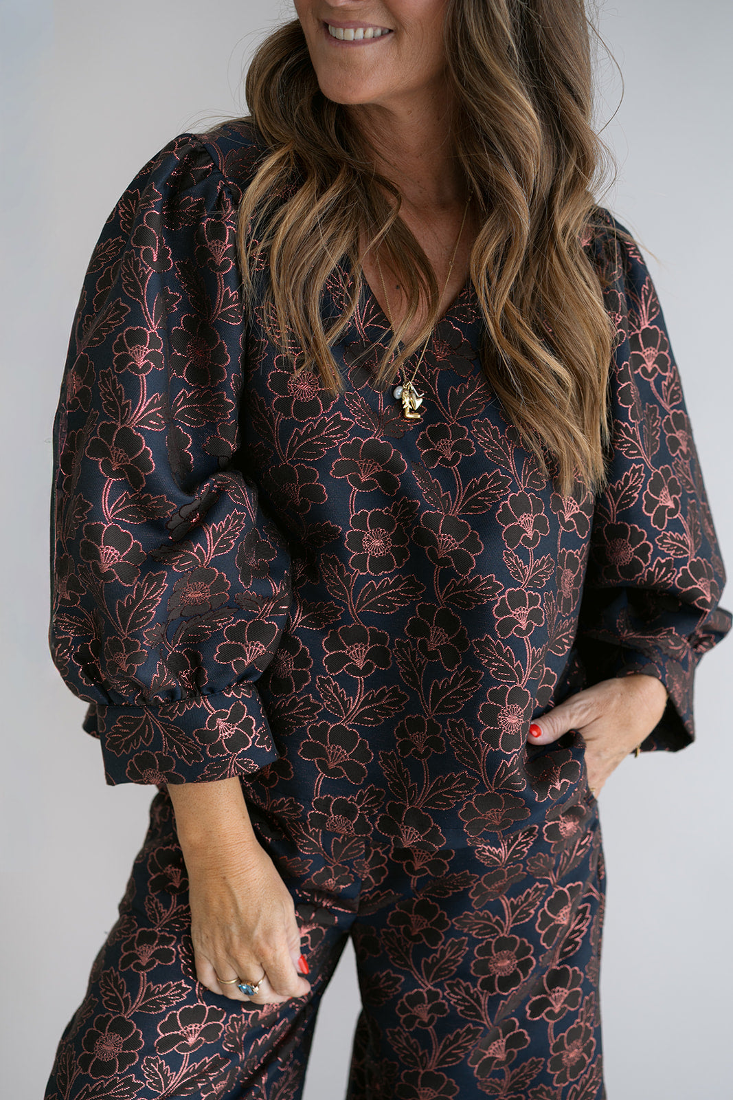Sam Pants Brown Lurex Flower