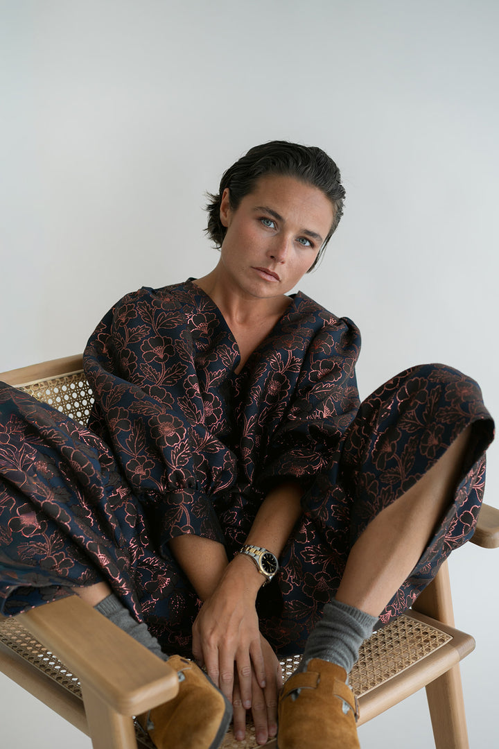 Sam Pants Brown Lurex Flower