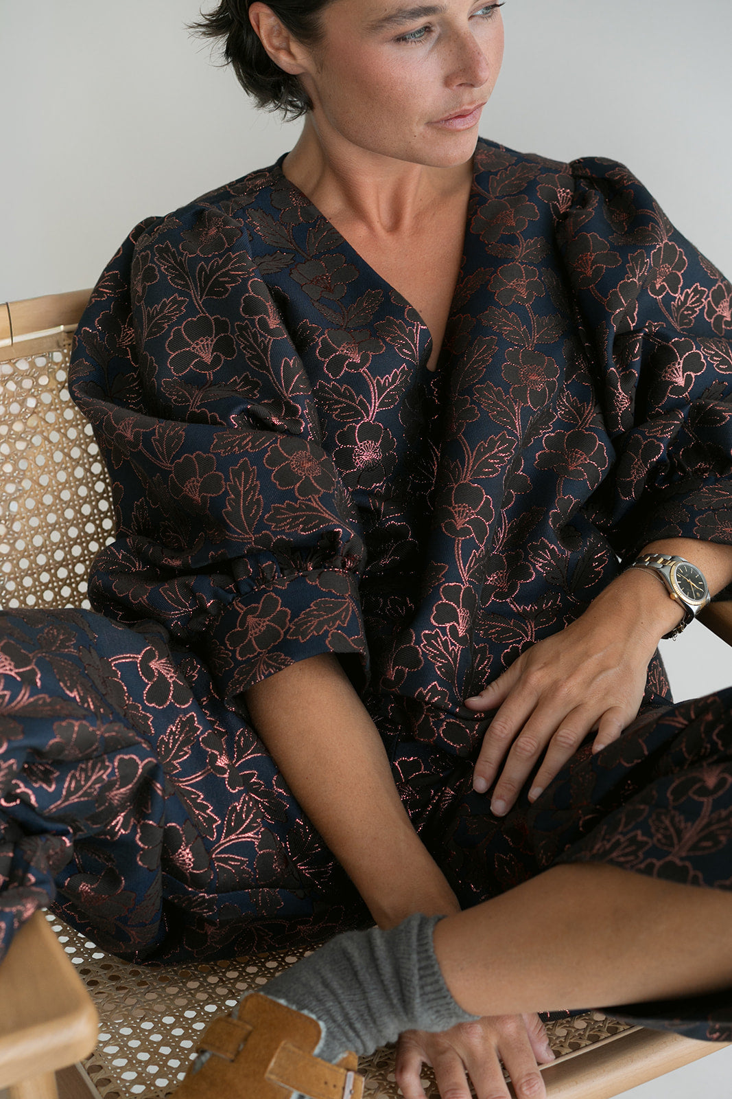 Sam Pants Brown Lurex Flower