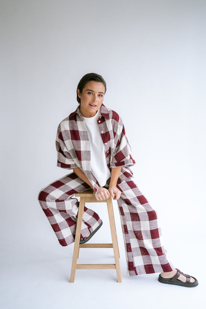 Sam Pants Burgundy Square