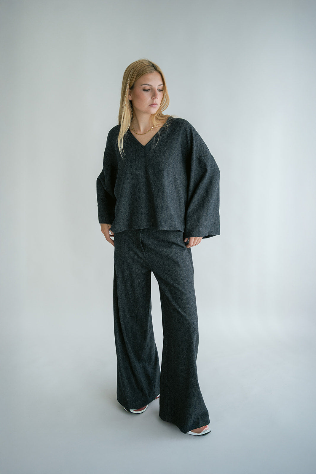 Sam Pants Grey Cobalt Stripe