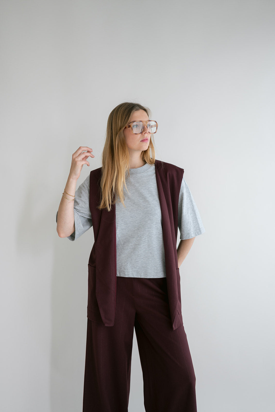 Sam Pants Lurex Bordeaux