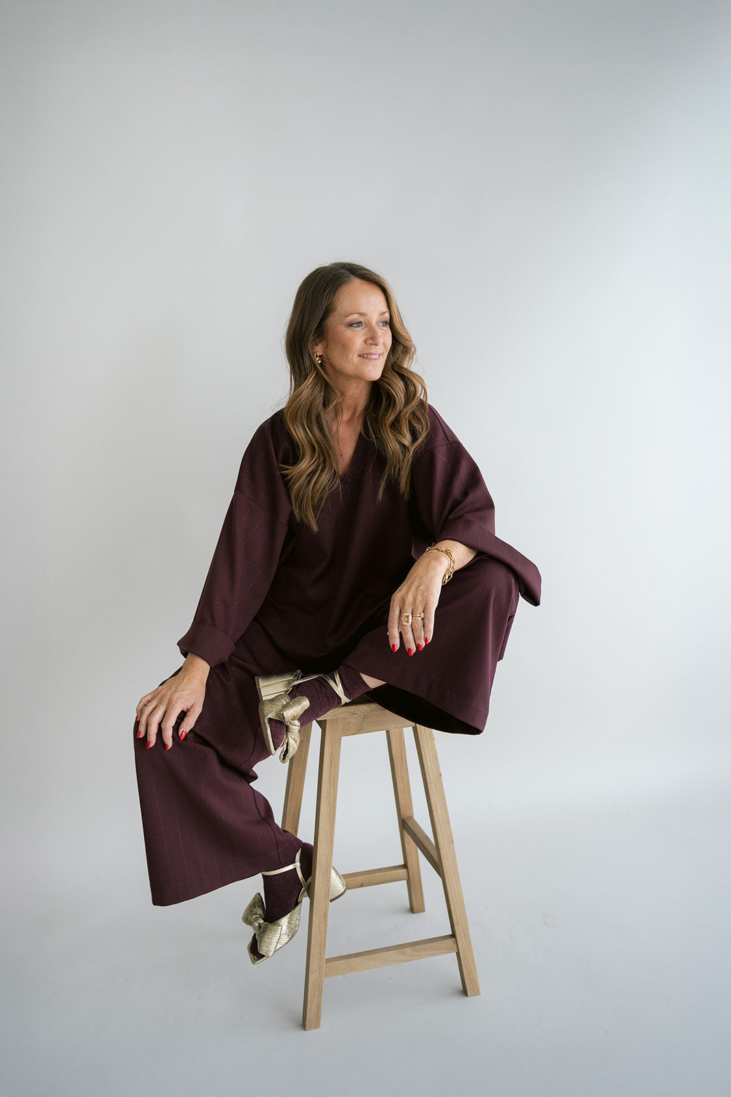 Sam Pants Lurex Bordeaux