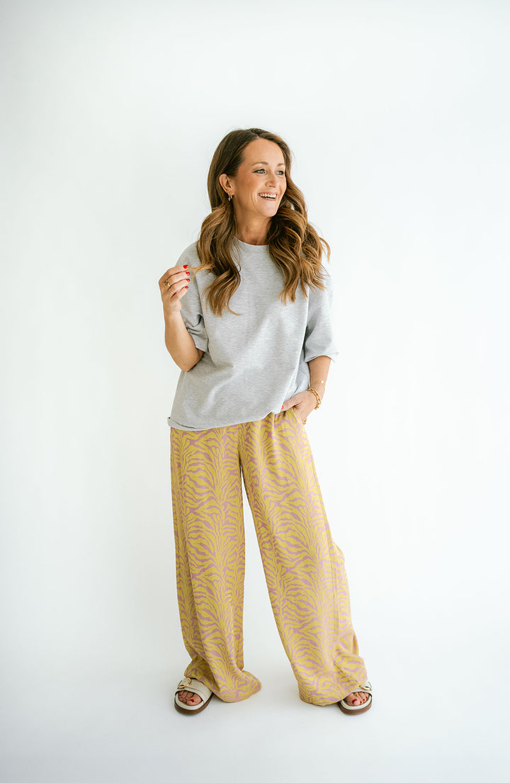 Sam Pants Palm Pink Yellow