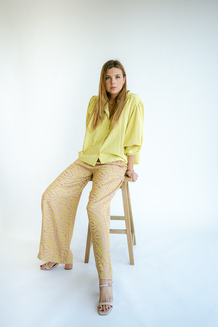 Sam Pants Palm Pink Yellow