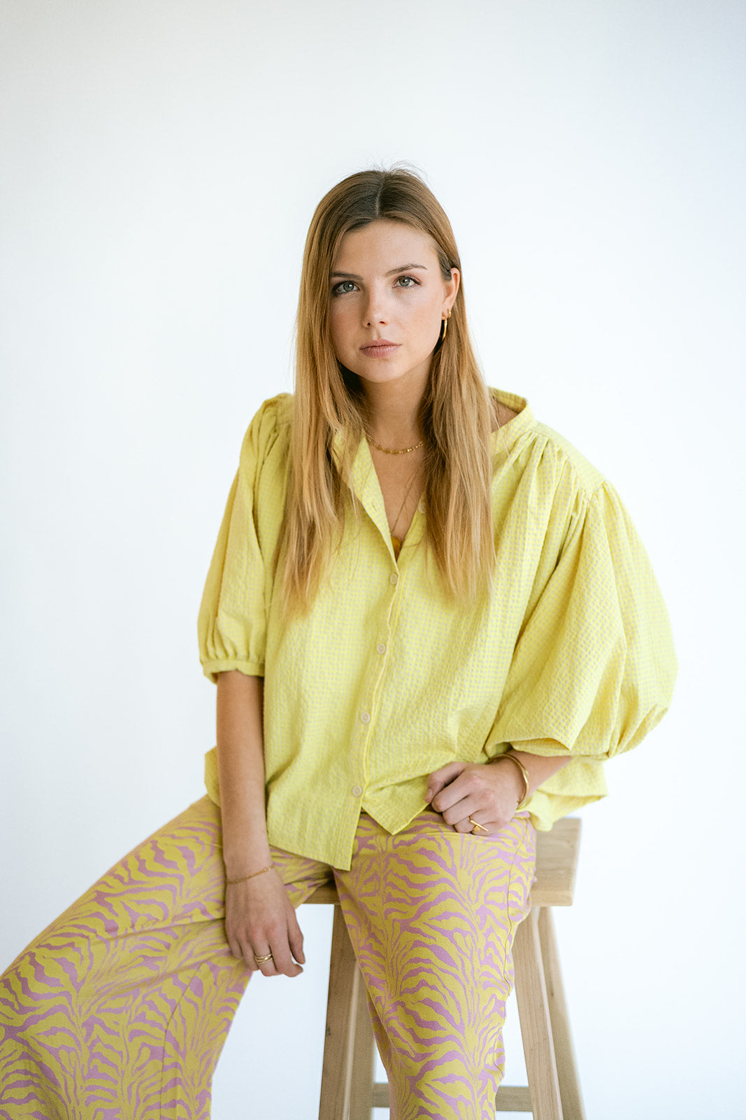 Sam Pants Palm Pink Yellow