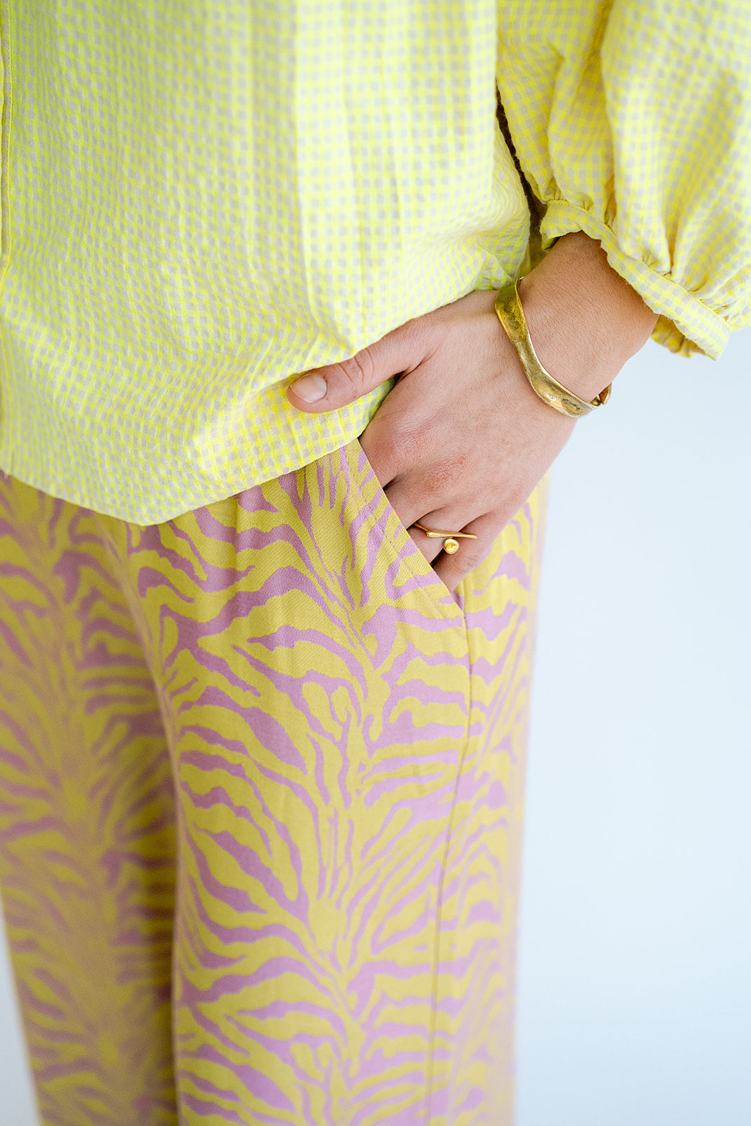 Sam Pants Palm Pink Yellow