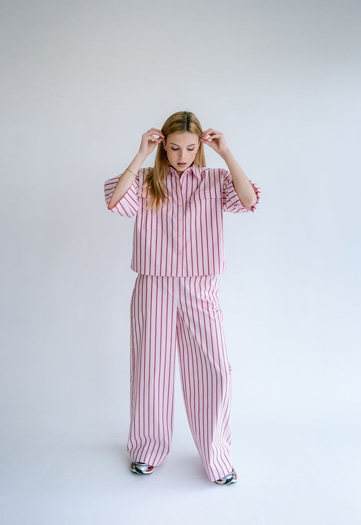 Sam Pants Pink Bordeaux Stripe