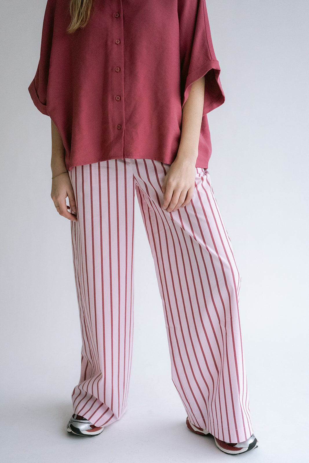 Sam Pants Pink Bordeaux Stripe