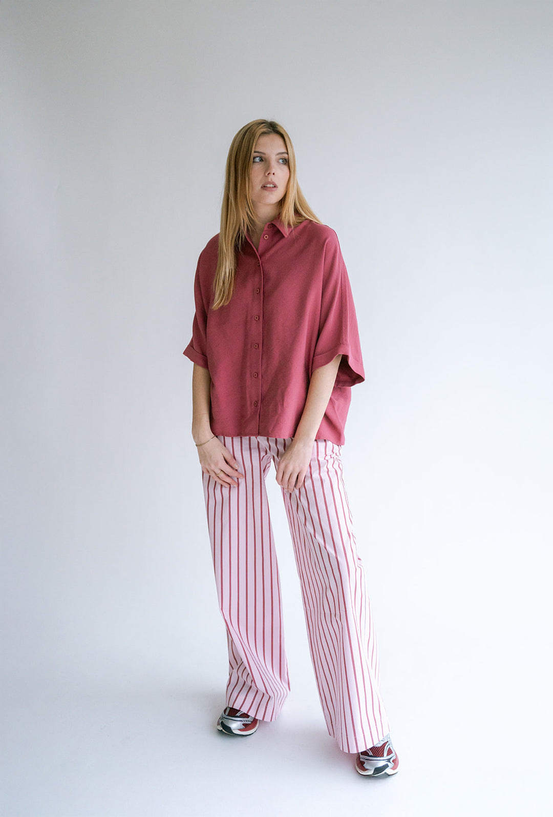 Sam Pants Pink Bordeaux Stripe