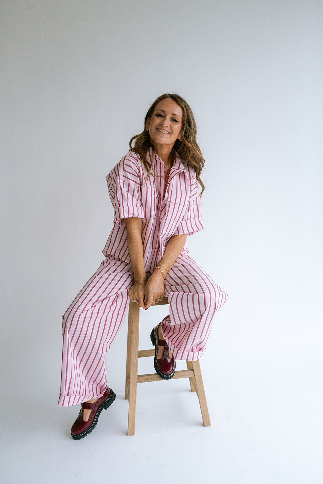 Sam Pants Pink Bordeaux Stripe