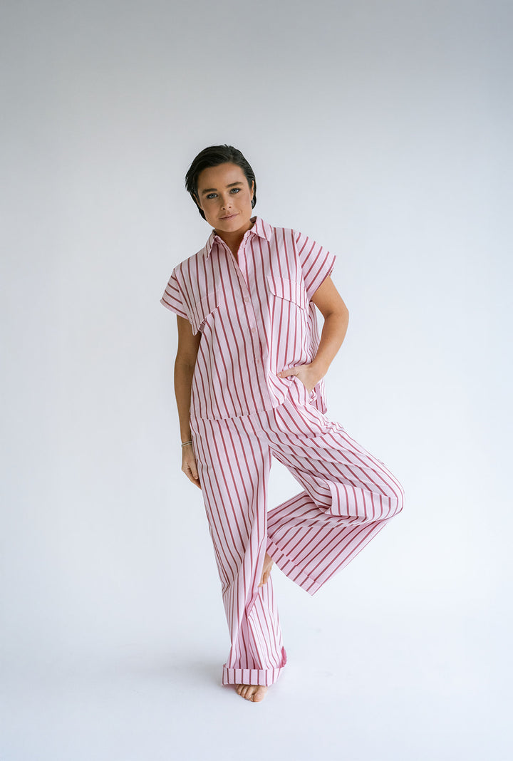 Sam Pants Pink Bordeaux Stripe