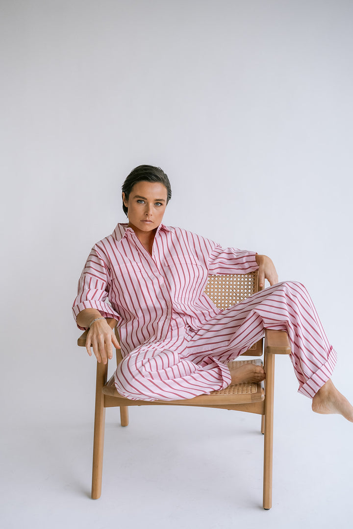 Sam Pants Pink Bordeaux Stripe