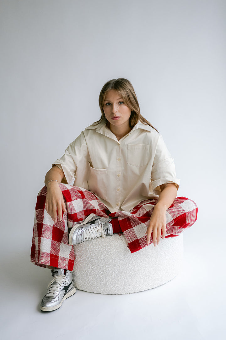 Sam Pants Bold Red Square