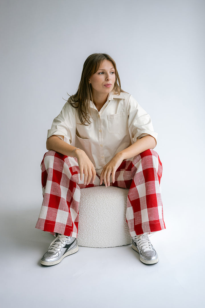Sam Pants Bold Red Square