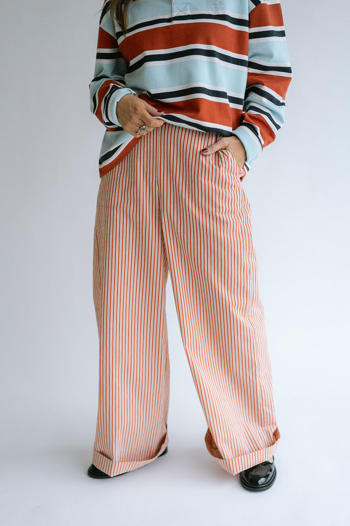 Sam Pants Rust-Beige Stripe