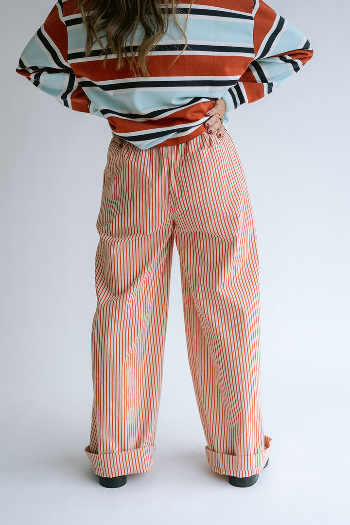 Sam Pants Rust-Beige Stripe