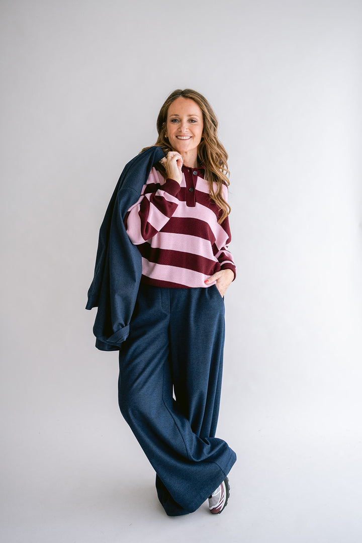 Sam Pants Solid Navy
