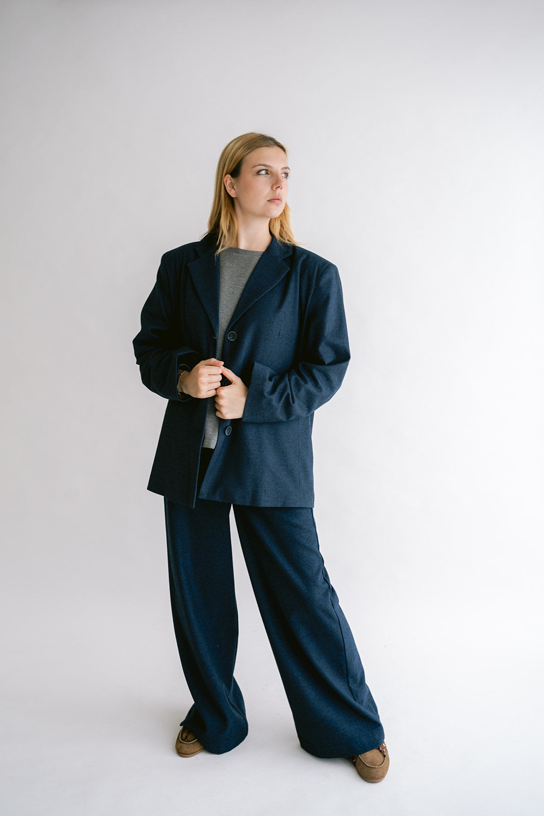 Sam Pants Solid Navy