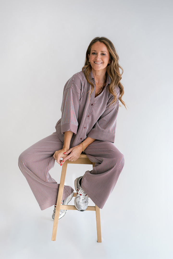 Sam Pants Stripe Bordeaux