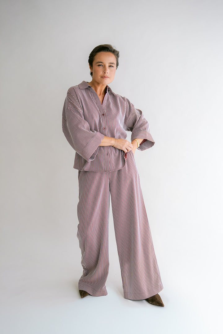 Sam Pants Stripe Bordeaux
