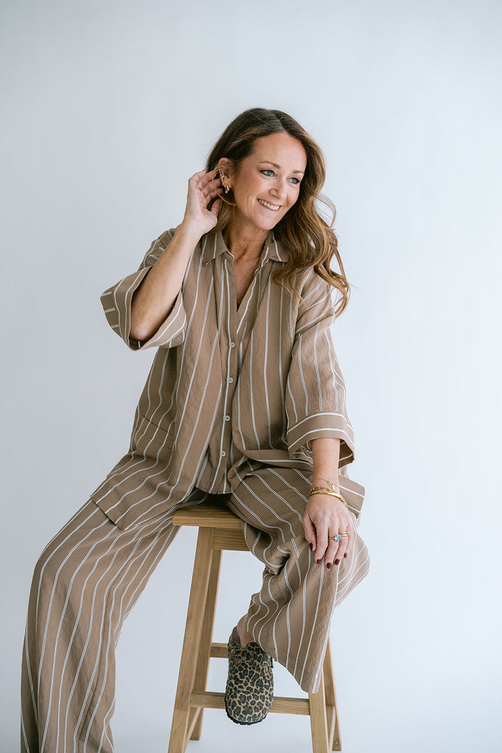 Sam Pants Taupe Stripe