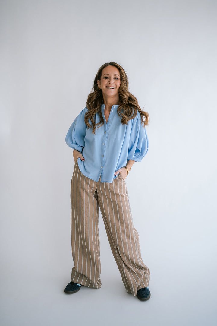 Sam Pants Taupe Stripe