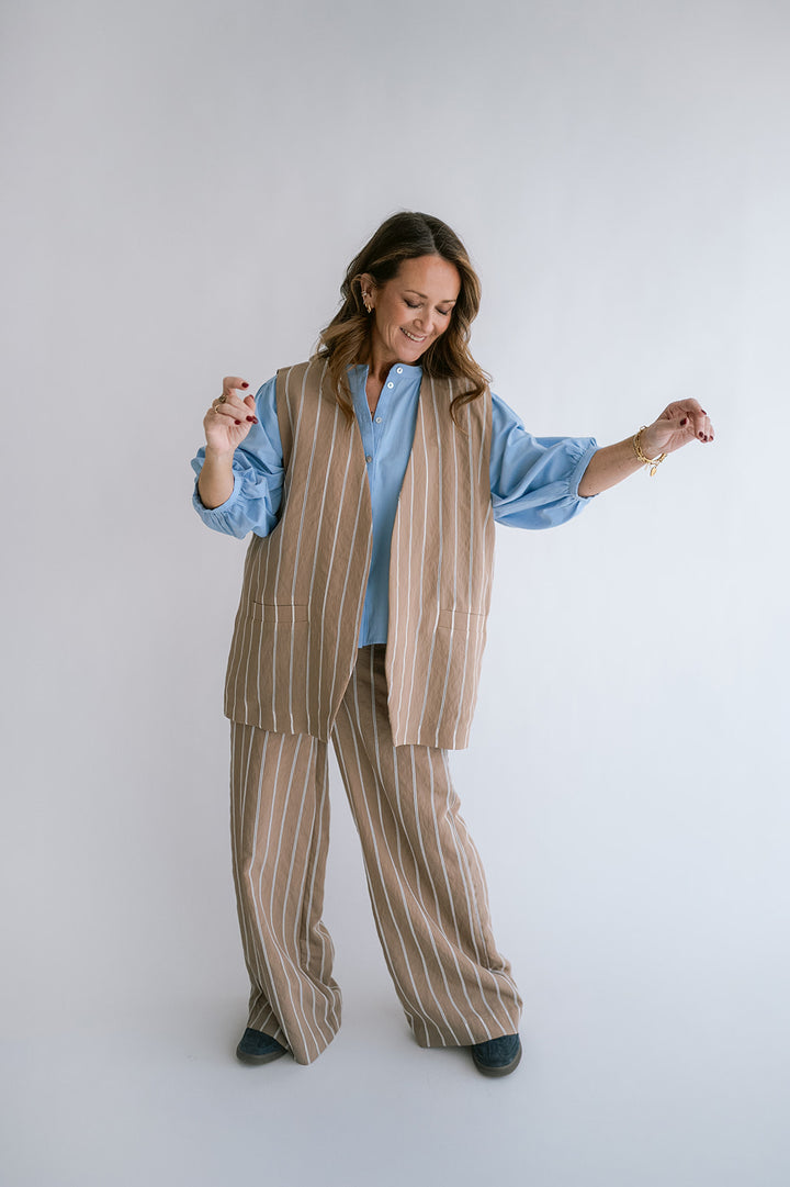 Sam Pants Taupe Stripe