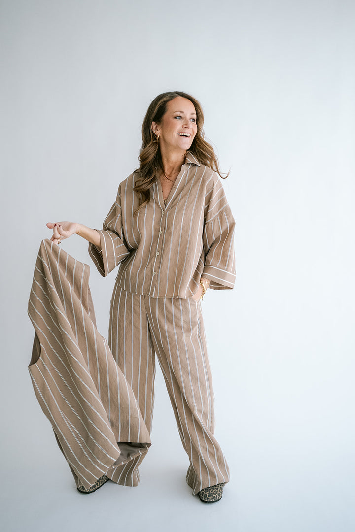 Sam Pants Taupe Stripe