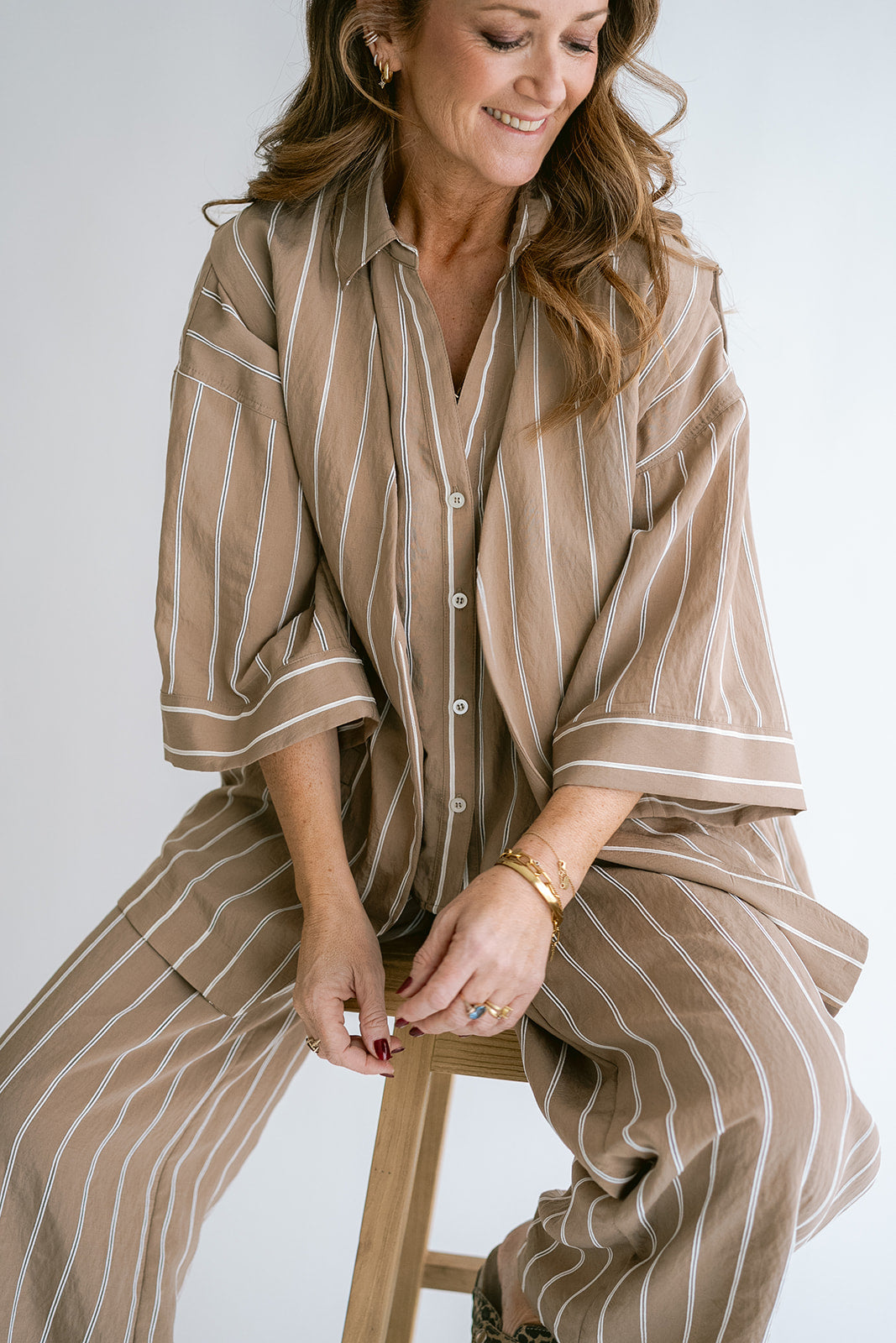 Sam Pants Taupe Stripe