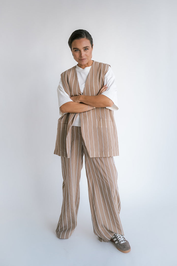 Sam Pants Taupe Stripe