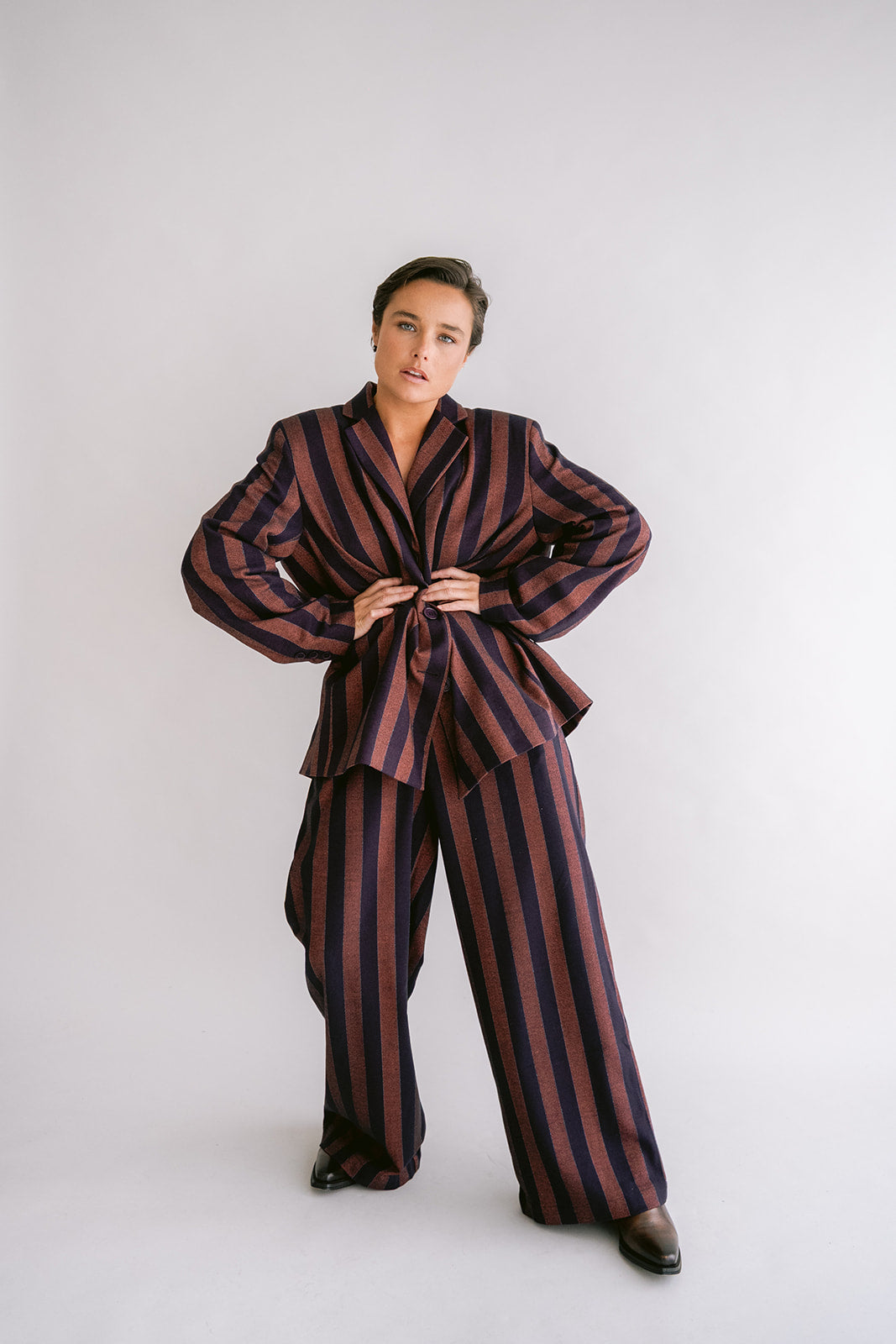 Sammy  Pants Orange Brown Stripe