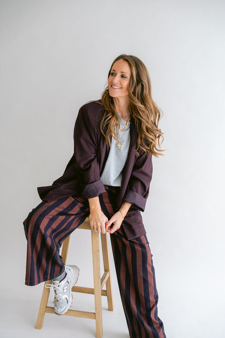 Sammy  Pants Orange Brown Stripe