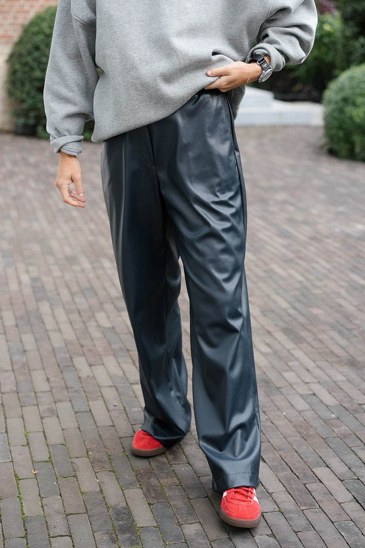 Selena Pants Leather Look Navy
